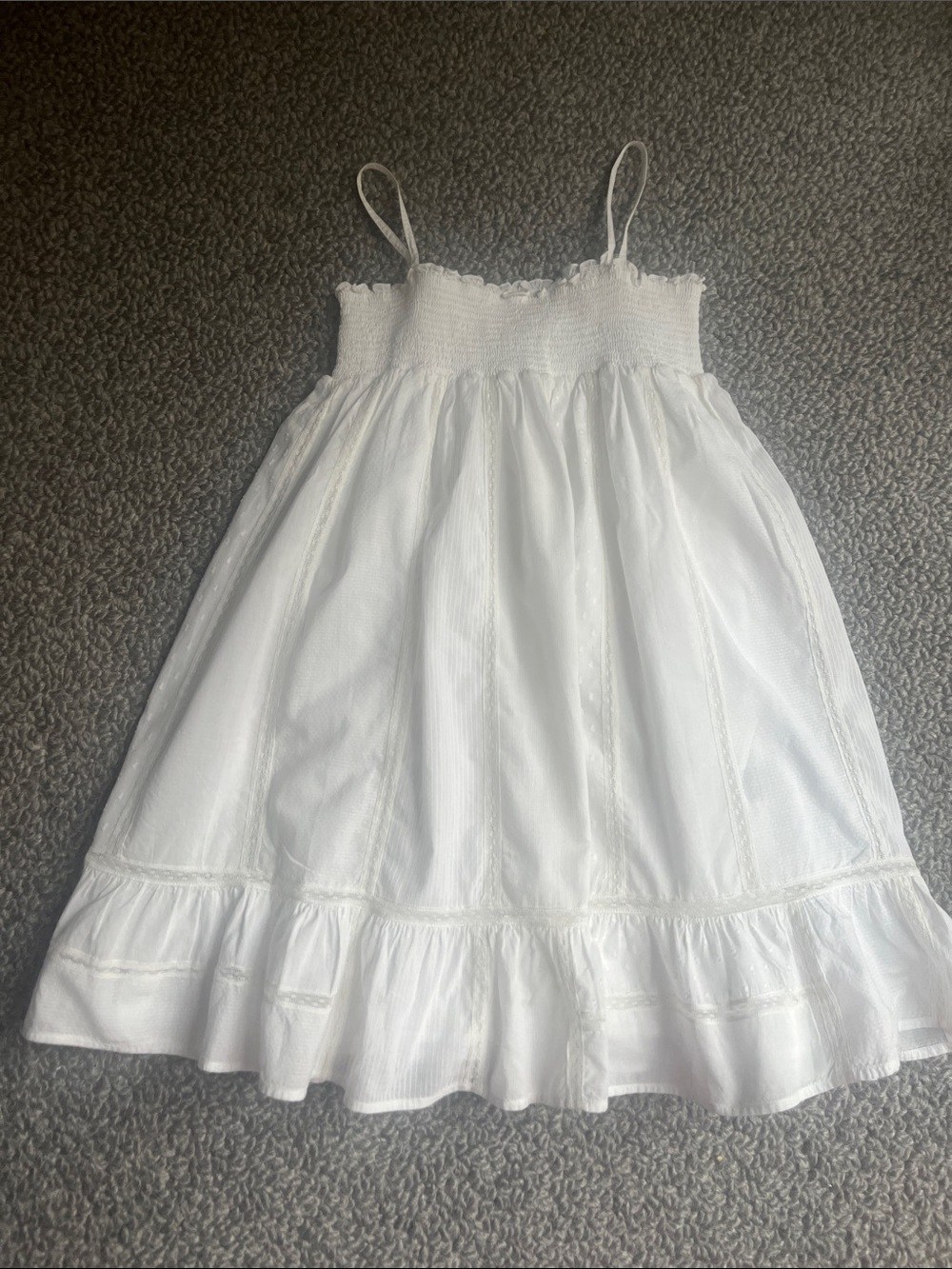 Bonpoint White Smocked Sundress with Ruffle Hem